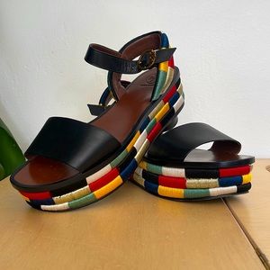 AUTHENTIC Tory Burch Camilla Leather Platform Sandal, Size 8M